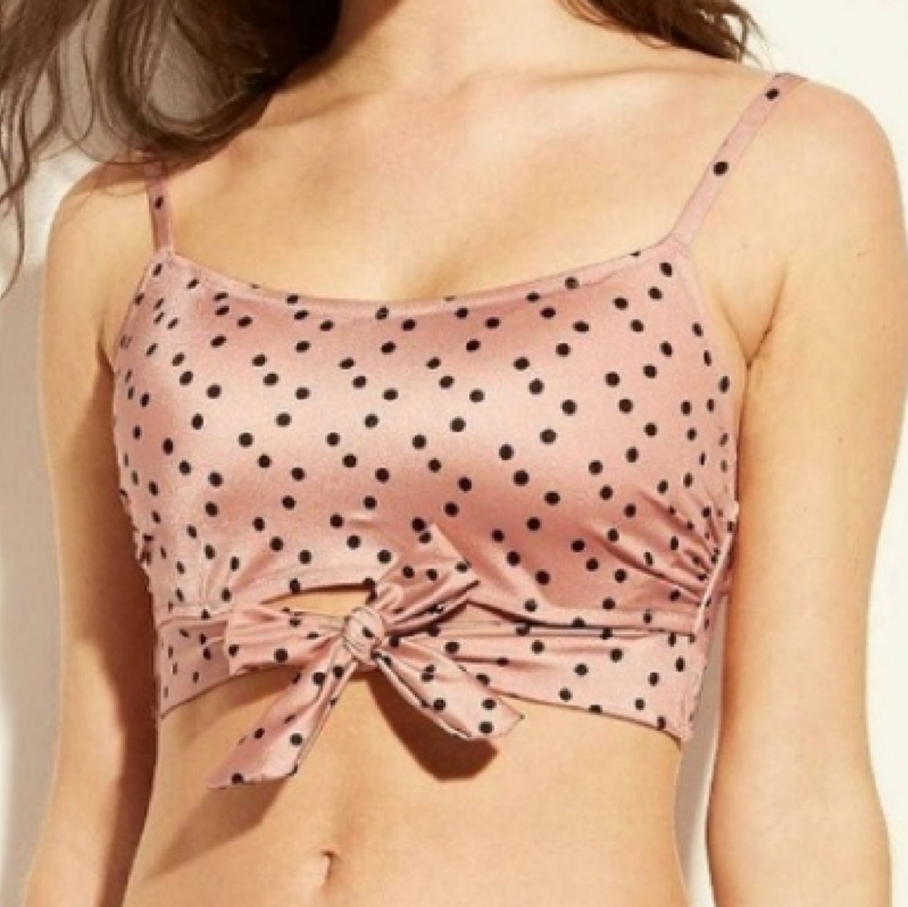 NWOT 2 piece pink and black polka dot bikini - Picture 1 of 8